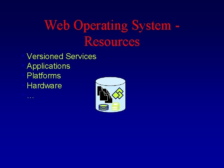 Web Operating System Resources • Versioned Services • Applications • Platforms • Hardware •