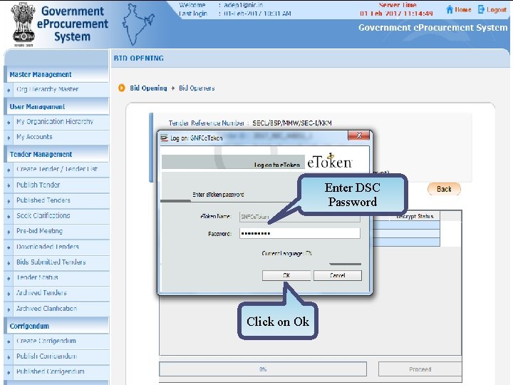 Enter DSC Password Click on Ok 