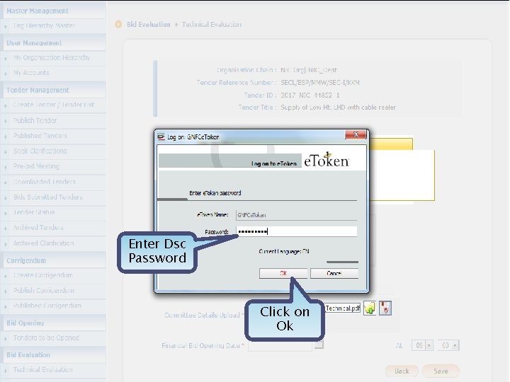 Enter Dsc Password Click on Ok 