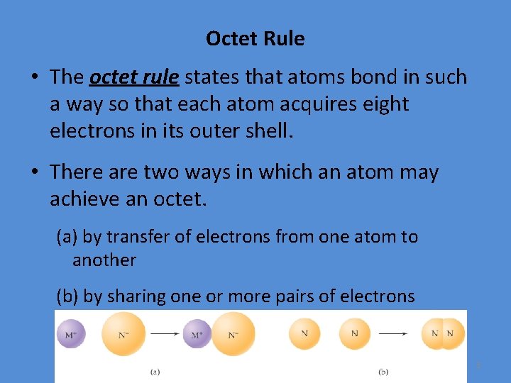 Octet Rule • The octet rule states that atoms bond in such a way