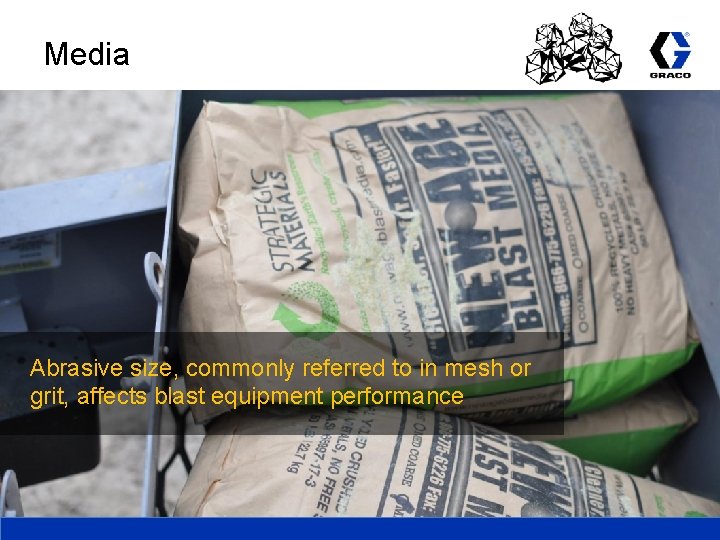 Media Abrasive size, commonly referred to in mesh or grit, affects blast equipment performance