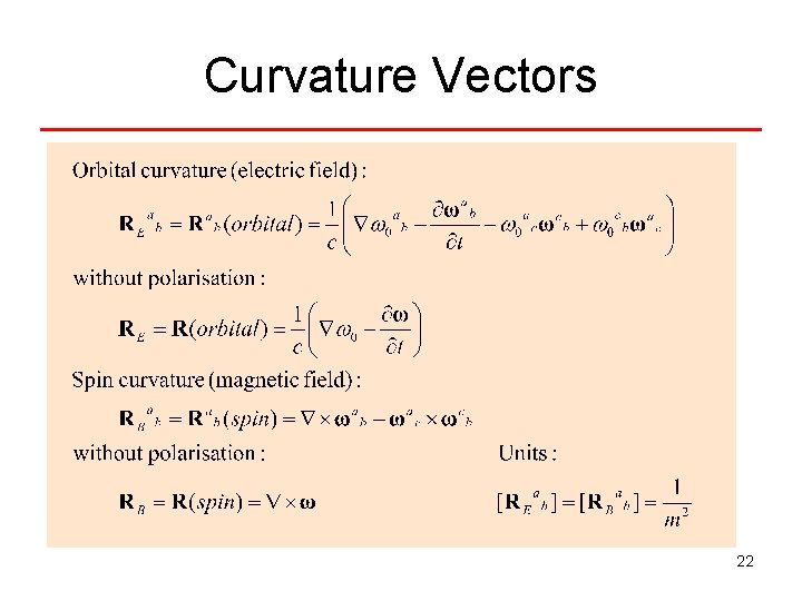 Curvature Vectors 22 