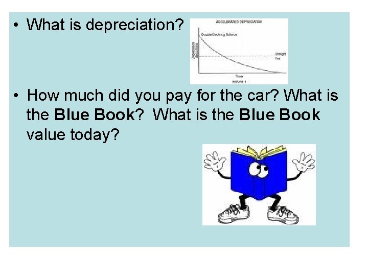  • What is depreciation? • How much did you pay for the car?