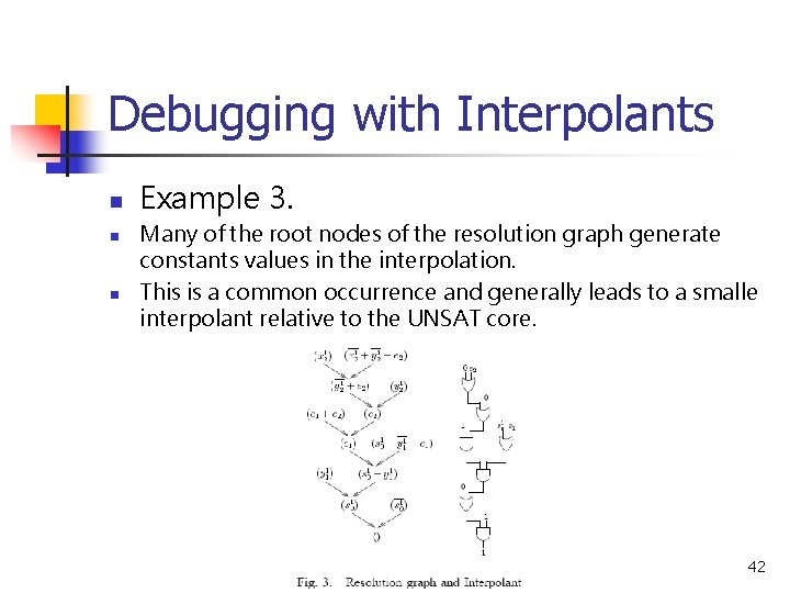 Debugging with Interpolants n n n Example 3. Many of the root nodes of