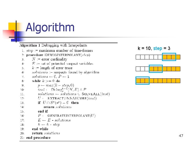 Algorithm k = 10, step = 3 47 