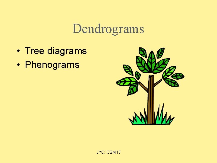 Dendrograms • Tree diagrams • Phenograms JYC: CSM 17 