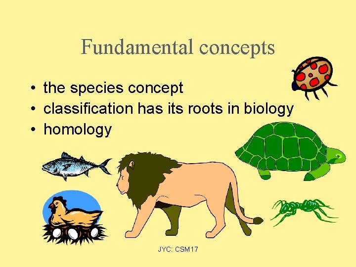 Fundamental concepts • the species concept • classification has its roots in biology •