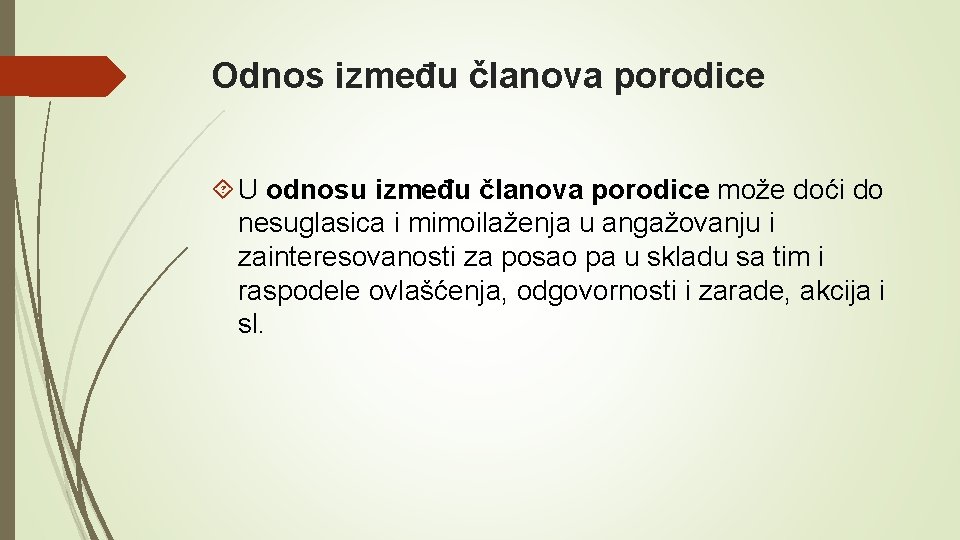 Odnos između članova porodice U odnosu između članova porodice može doći do nesuglasica i