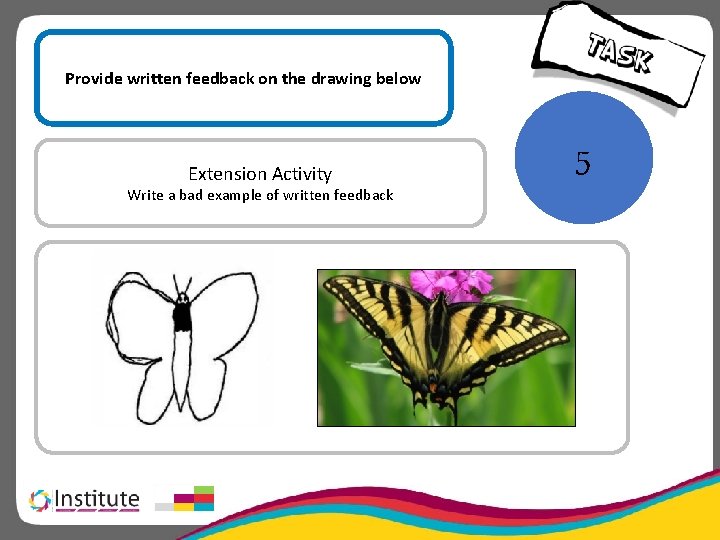 Provide written feedback on the drawing below Extension Activity Write a bad example of