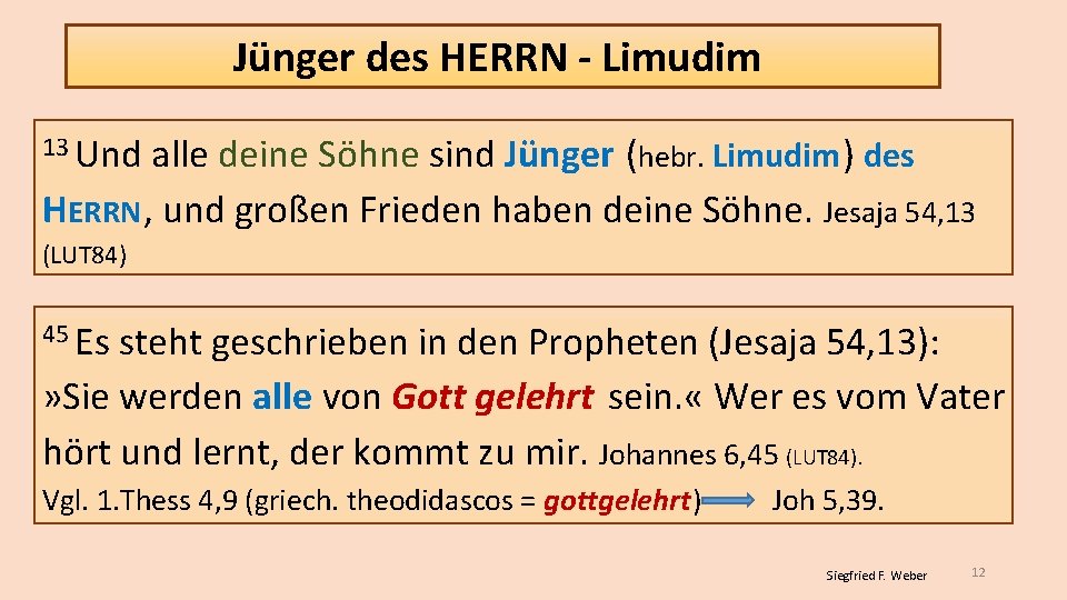 Jünger des HERRN - Limudim 13 Und alle deine Söhne sind Jünger (hebr. Limudim