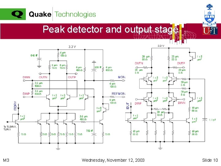 Peak detector and output stage M 3 Wednesday, November 12, 2003 Slide 10 