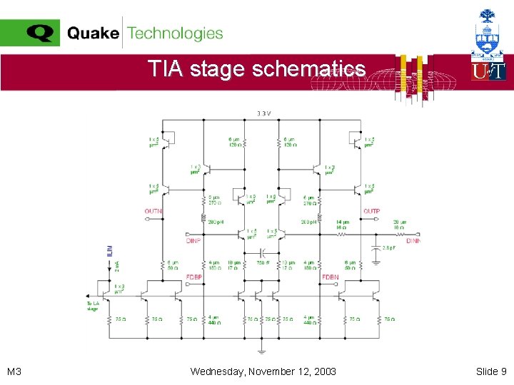 TIA stage schematics M 3 Wednesday, November 12, 2003 Slide 9 