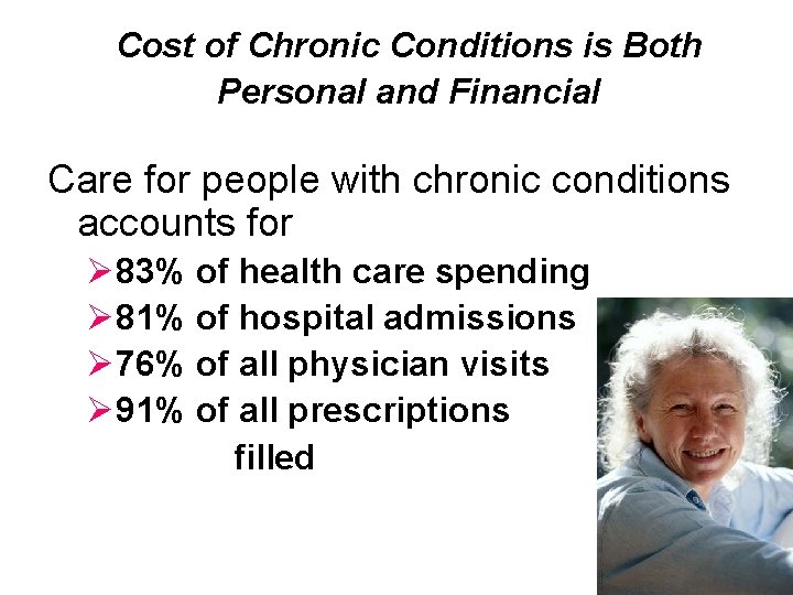 Cost of Chronic Conditions is Both Personal and Financial Care for people with chronic