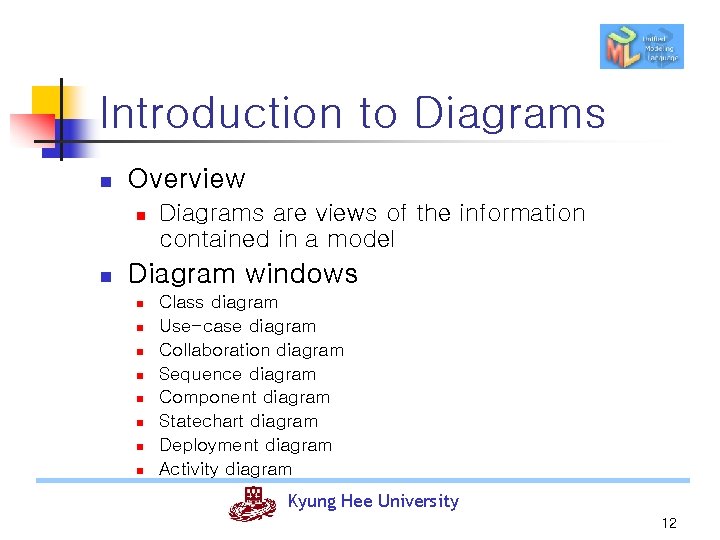 Introduction to Diagrams n Overview n n Diagrams are views of the information contained