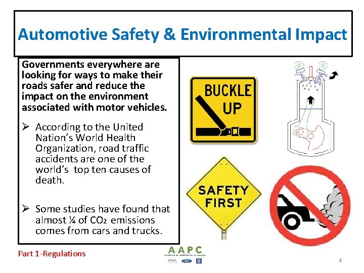 Automotive Safety & Environmental Impact Governments everywhere are looking for ways to make their