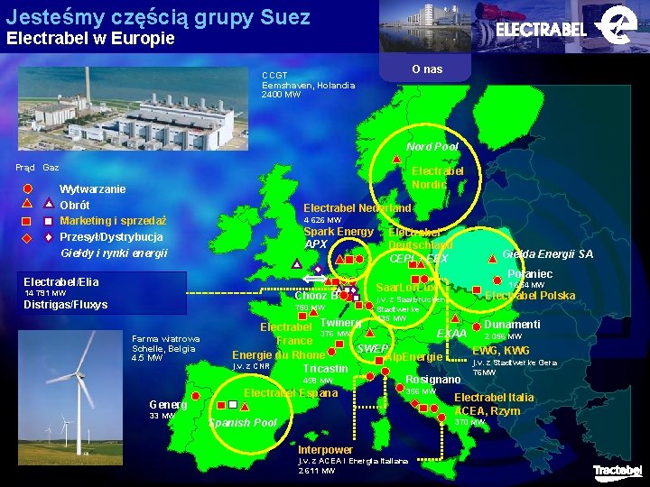 Jesteśmy częścią grupy Suez Electrabel w Europie O nas CCGT Eemshaven, Holandia 2400 MW