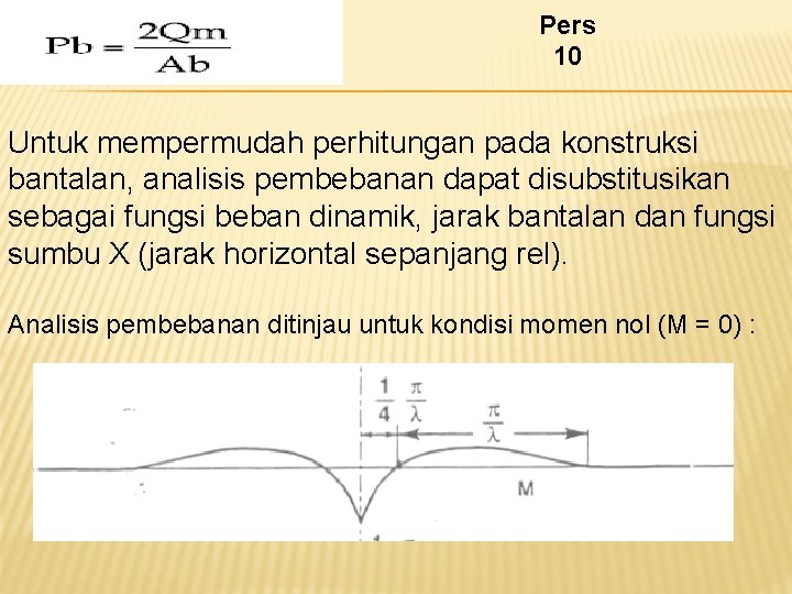 Pers 10 Untuk mempermudah perhitungan pada konstruksi bantalan, analisis pembebanan dapat disubstitusikan sebagai fungsi