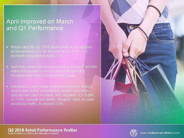 April Improved on March and Q 1 Performance § Retail sales for Q 2