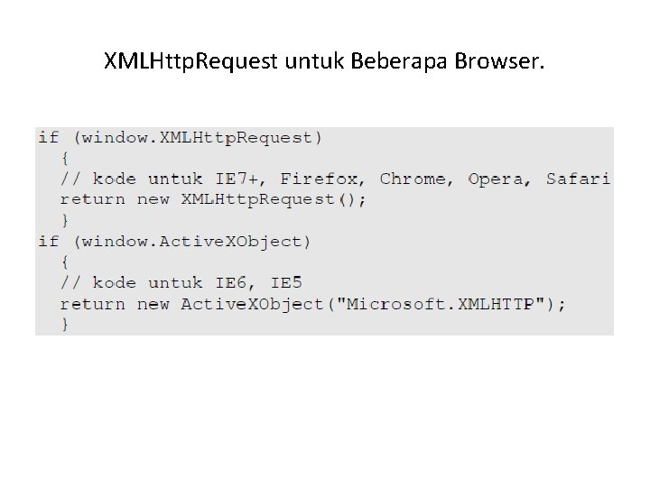 XMLHttp. Request untuk Beberapa Browser. 