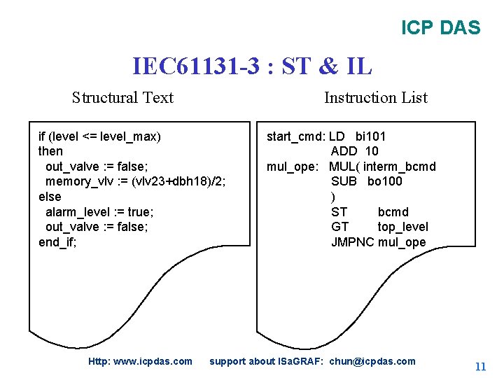 ICP DAS IEC 61131 -3 : ST & IL Structural Text Instruction List if ICP DAS IEC 61131 -3 : ST & IL Structural Text Instruction List if