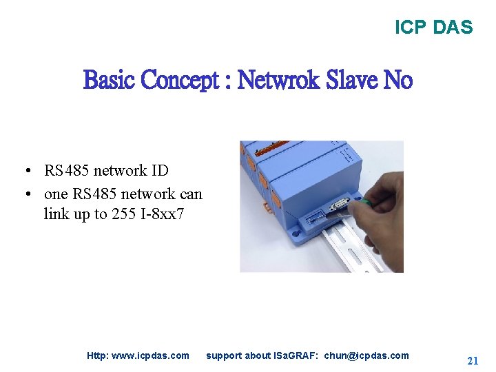 ICP DAS Basic Concept : Netwrok Slave No • RS 485 network ID • ICP DAS Basic Concept : Netwrok Slave No • RS 485 network ID •