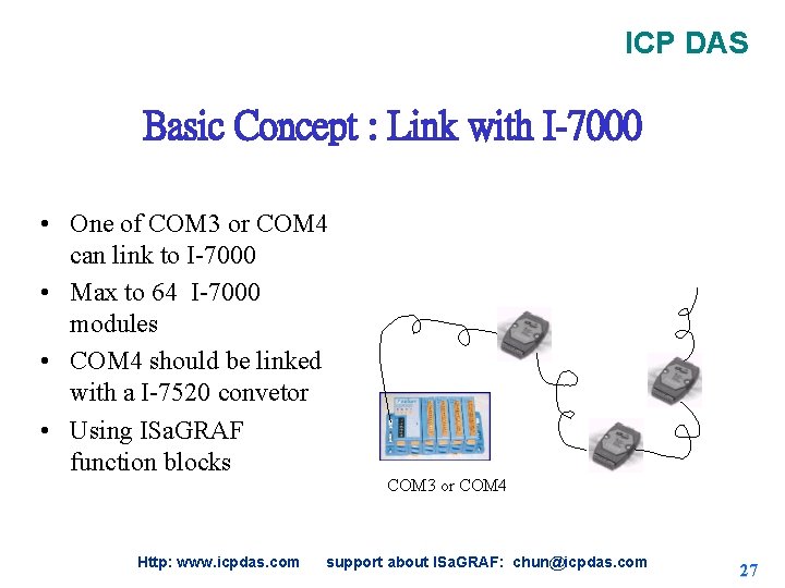 ICP DAS Basic Concept : Link with I-7000 • One of COM 3 or ICP DAS Basic Concept : Link with I-7000 • One of COM 3 or