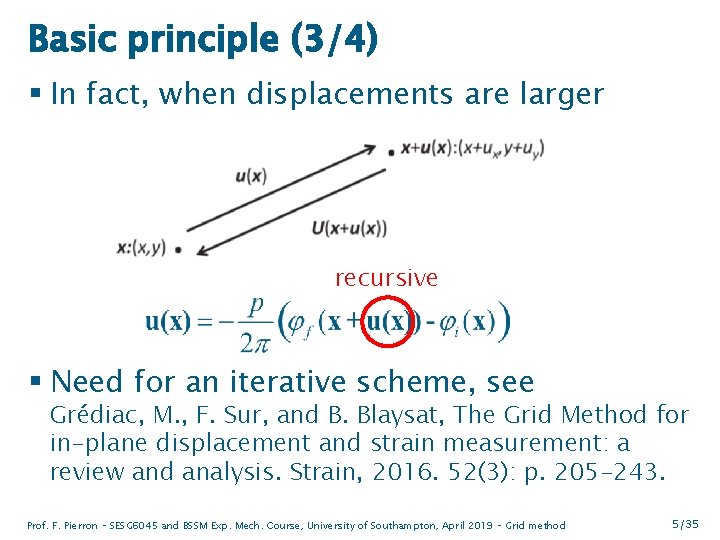 Basic principle (3/4) § In fact, when displacements are larger recursive § Need for