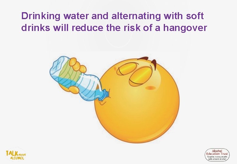 Drinking water and alternating with soft drinks will reduce the risk of a hangover