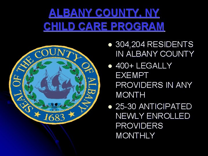 ALBANY COUNTY, NY CHILD CARE PROGRAM l l l 304, 204 RESIDENTS IN ALBANY