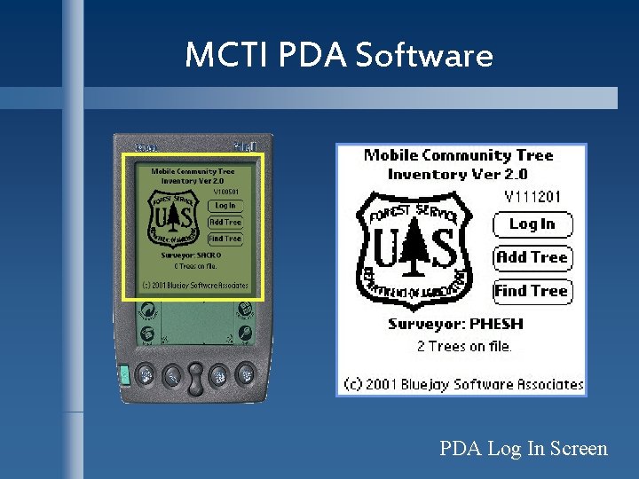 MCTI PDA Software PDA Log In Screen 