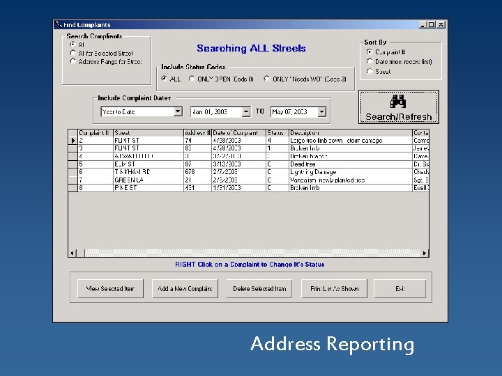 Address Reporting 