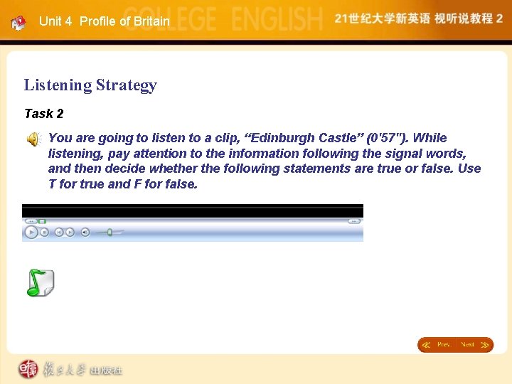 Unit 4 Profile of Britain Listening Strategy Task 2 You are going to listen