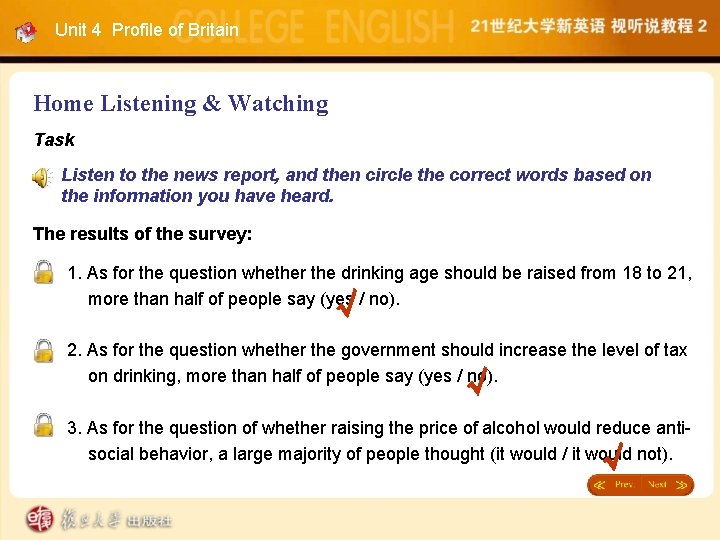 Unit 4 Profile of Britain Home Listening & Watching Task Listen to the news