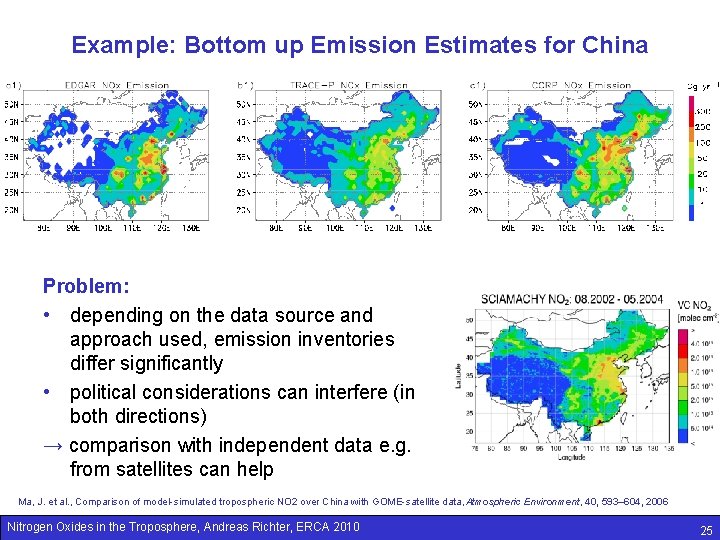 Example: Bottom up Emission Estimates for China Problem: • depending on the data source