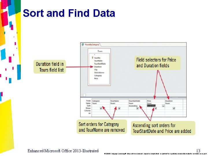 Sort and Find Data Enhanced Microsoft Office 2013 -Illustrated 13 © 2016 Cengage Learning®.