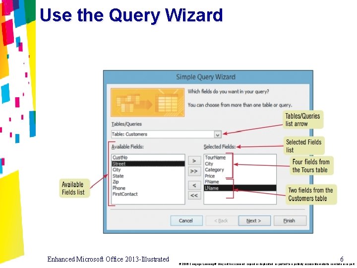 Use the Query Wizard Enhanced Microsoft Office 2013 -Illustrated 6 © 2016 Cengage Learning®.
