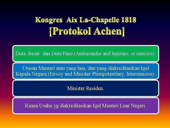 Duta Besar dan Duta Paus (Ambassador and lagetaes, or nuncios). Utusan Menteri atau yang
