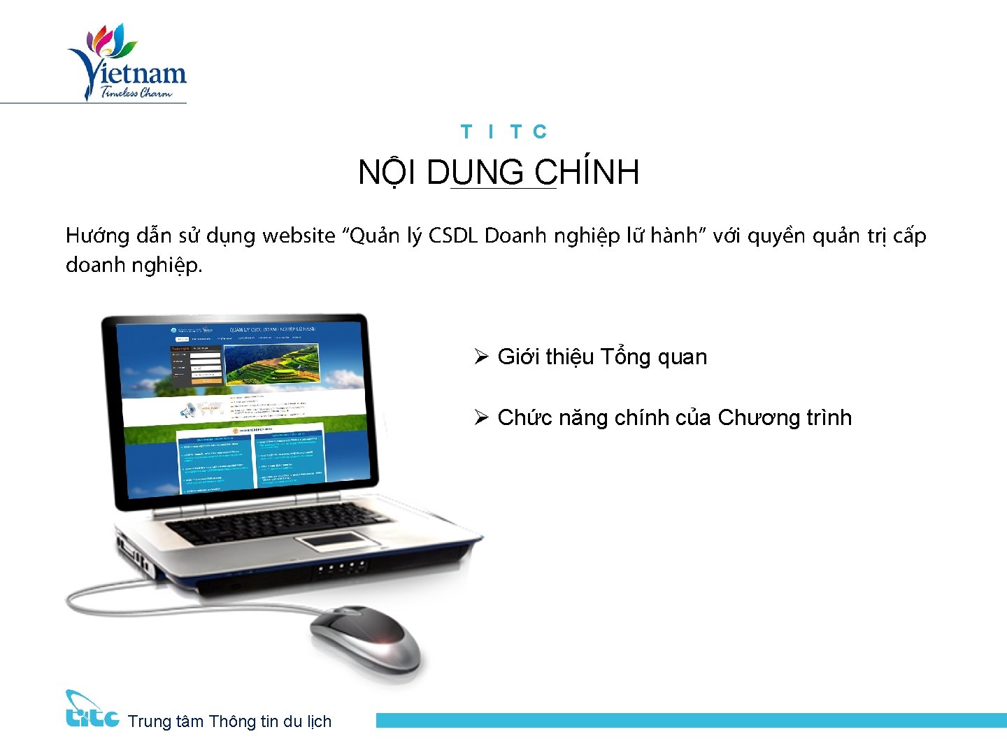 T I T C NỘI DUNG CHÍNH Hướng dẫn sử dụng website “Quản lý