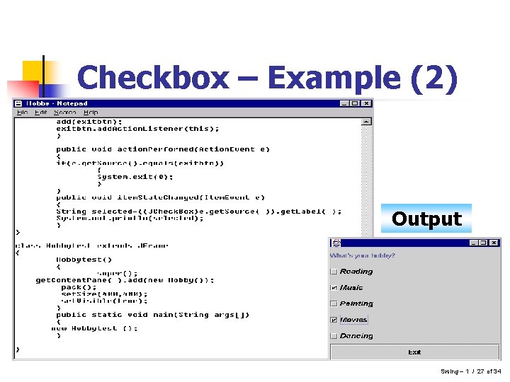 Checkbox – Example (2) Output Swing – 1 / 27 of 34 Checkbox – Example (2) Output Swing – 1 / 27 of 34