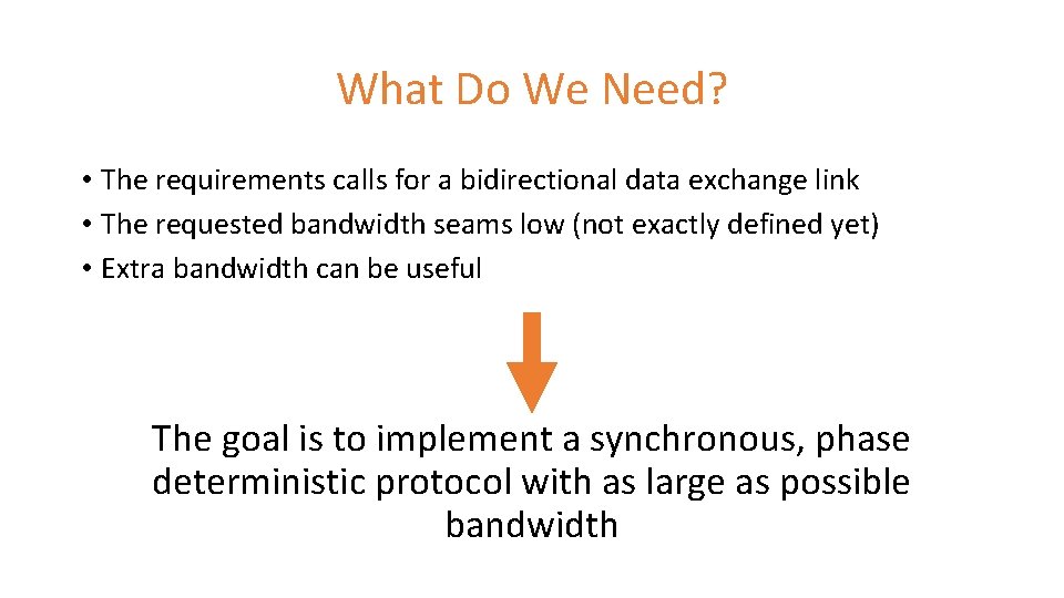 What Do We Need? • The requirements calls for a bidirectional data exchange link