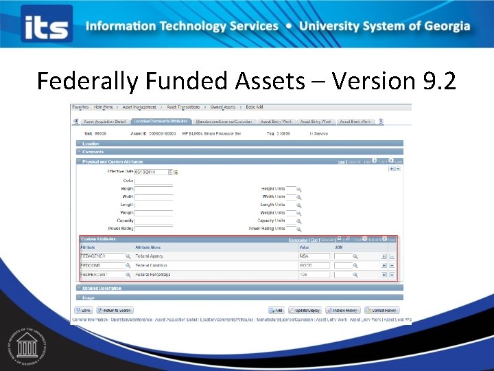 Federally Funded Assets – Version 9. 2 