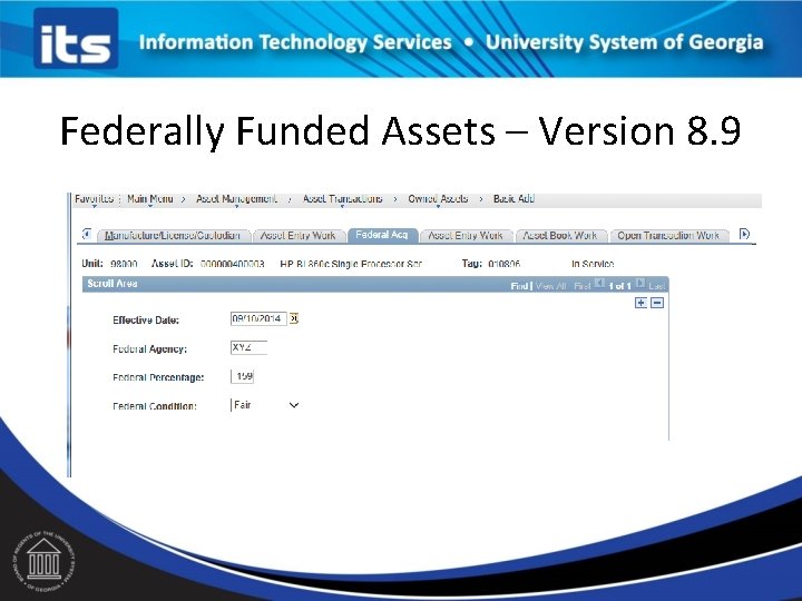 Federally Funded Assets – Version 8. 9 