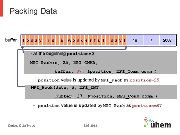 Packing Data buffer T o d a y i s a wo n d Packing Data buffer T o d a y i s a wo n d