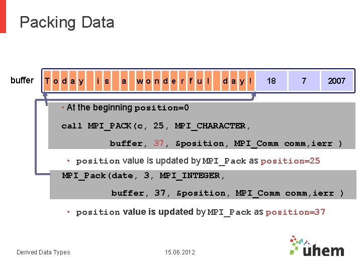 Packing Data buffer T o d a y i s a wo n d Packing Data buffer T o d a y i s a wo n d