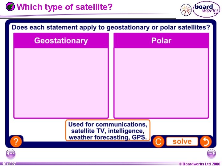 Which type of satellite? 1 10 ofof 20 27 © Boardworks Ltd 2006 2004