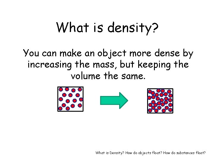 What is density? You can make an object more dense by increasing the mass,