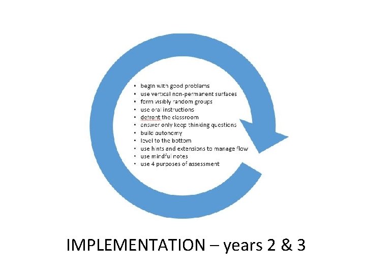 IMPLEMENTATION – years 2 & 3 