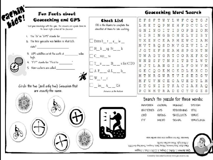 Classroom, cont. • Interdisciplinary Cache – each cache has information or an activity from