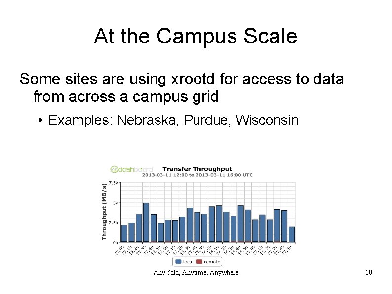 At the Campus Scale Some sites are using xrootd for access to data from
