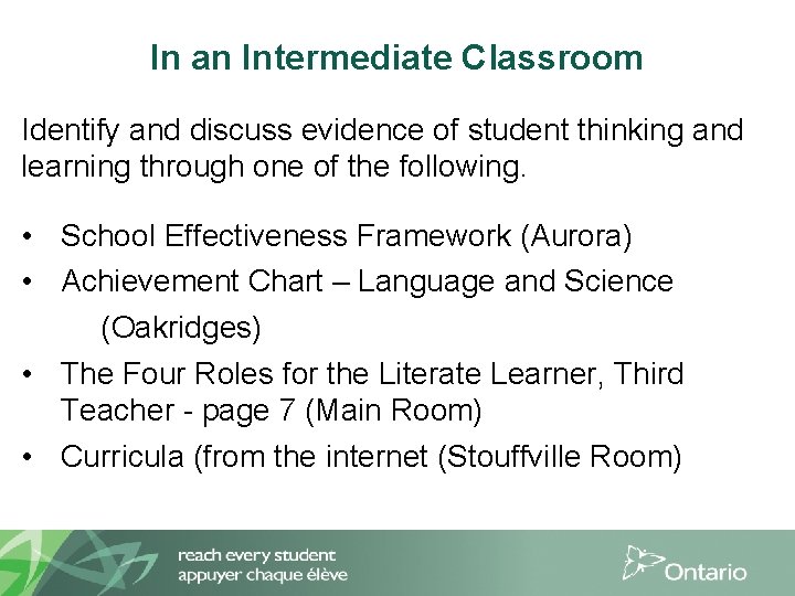 In an Intermediate Classroom Identify and discuss evidence of student thinking and learning through